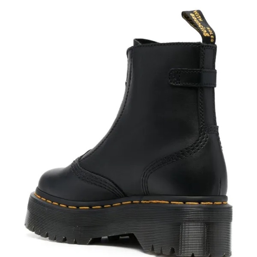 NWOB Dr Martens Jetta Zipped Sendel Black 100% Leather Platform Boots Sz 8 - Picture 7 of 8